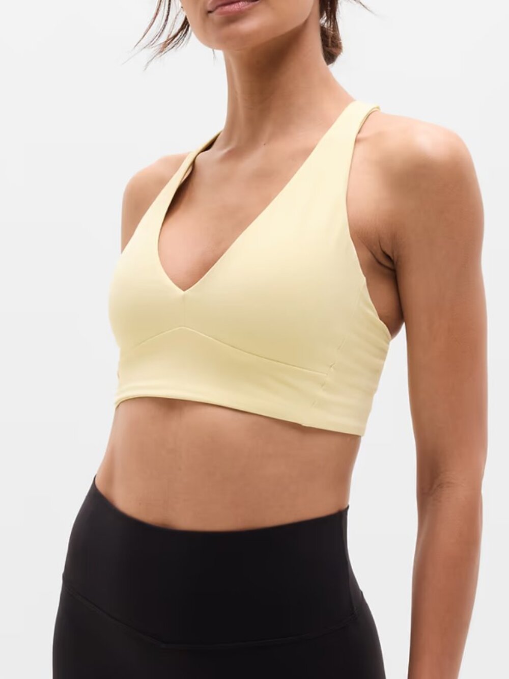 NWT Athleta Transcend longline bra in Solstice pastel yellow, sz. M (A-C)